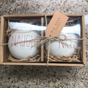 NAUGHTY NICE Large Rae Dunn Holiday Ornaments NIB